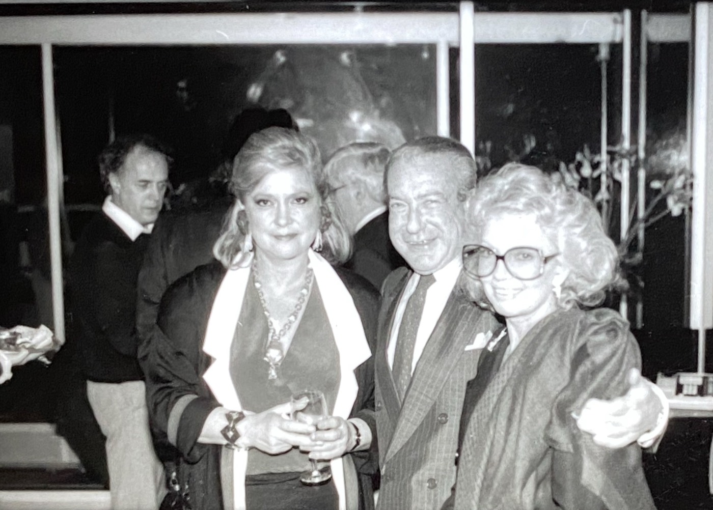 Eva J. Pape with a guest at the exhibition, Keith Green Gallery, New York, 1988